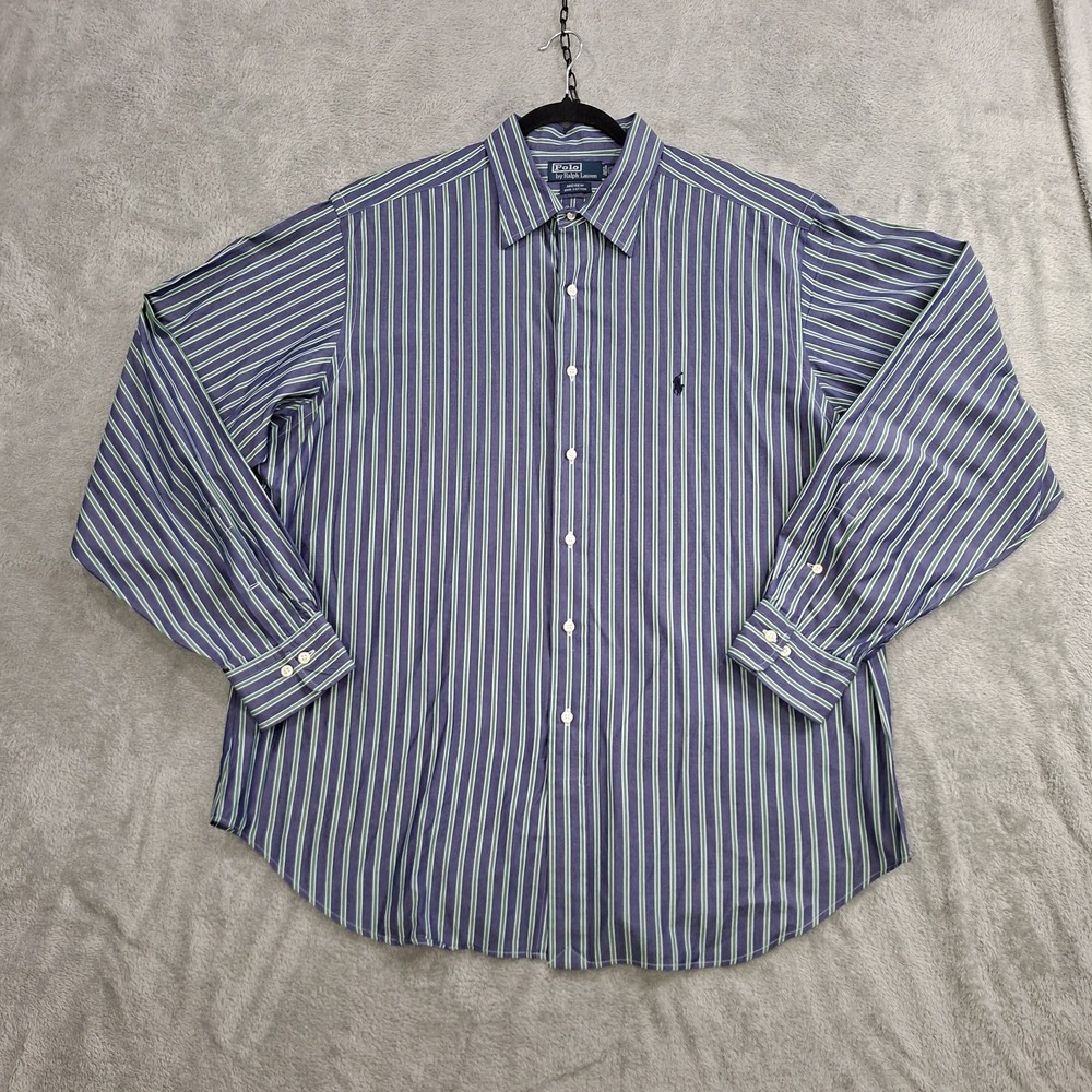 Polo Ralph Lauren Shirt Men's Striped  Andrew Classic 17.5 36/37 Button‎ Up
